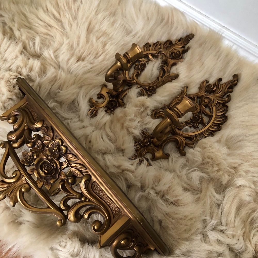 Vintage Syroco Hollywood Regency Brass Look